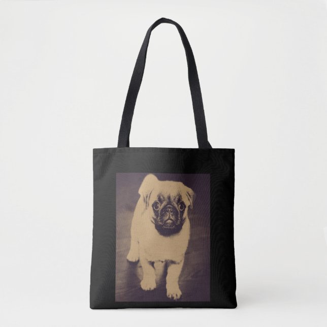 Tote Bag Portrait de chien Carlin mignon (Devant)