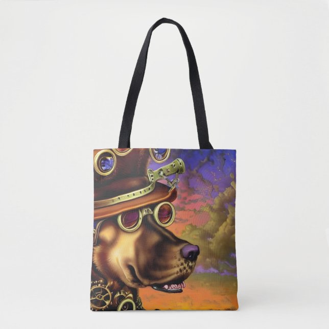 Tote Bag Portrait de chien de Steampunk (Devant)
