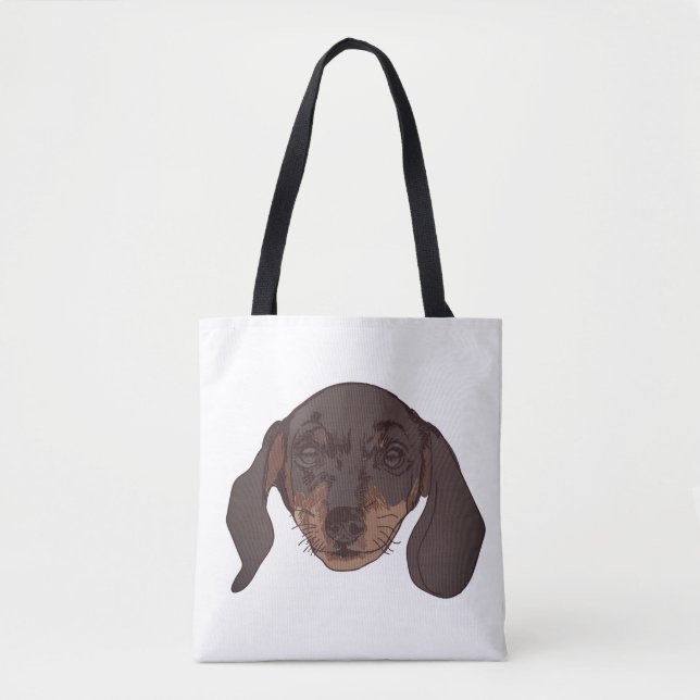 Tote Bag Portrait de Cute Dachshund (Devant)