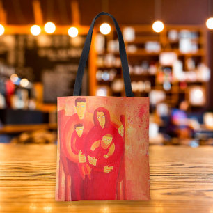 Tote Bag Portrait de famille assis peinture contemporaine