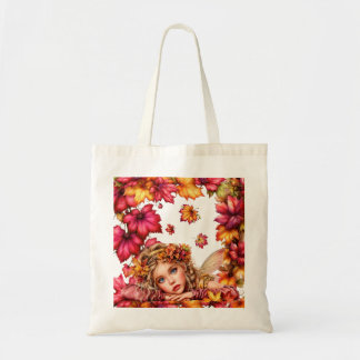Tote Bag Portrait de fée d'automne avec feuilles d'érable