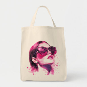 Tote Bag Portrait de femme de mode chic glamour à l'aquarel