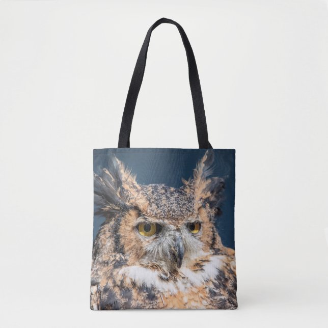 Tote Bag Portrait de la chouette à grande corne (Devant)