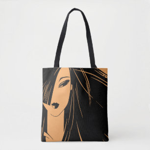Tote Bag Portrait de la fille aux cheveux rejetés