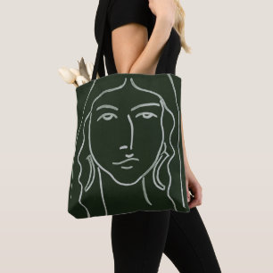 Tote Bag Portrait de malachite avec de longs cheveux