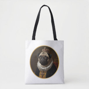 Tote Bag Portrait de reine de la Renaissance inspiré Pug be