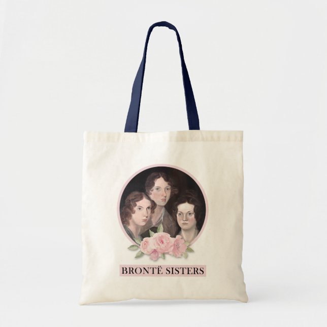 Tote Bag Portrait de soeurs Bronte avec roses roses roses (Devant)