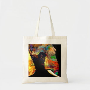 Tote Bag Portrait de tête d'éléphant coloré gras