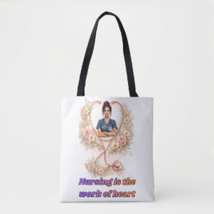 Tote Bag Portrait d'infirmière florale personnalisé Le so