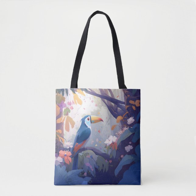 Tote Bag Portrait d'oiseaux du Toucan Peinture d'animaux Fa (Devant)