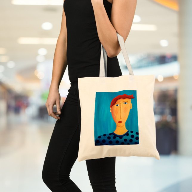 Tote Bag Portrait D'Un Homme Peinture D'Art Contemporain (Créateur téléchargé)