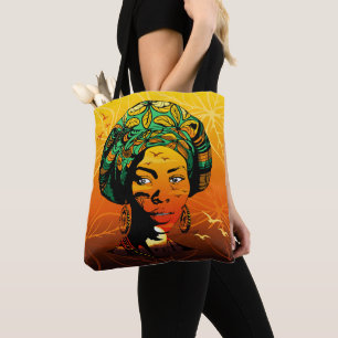 Tote Bag Portrait féminin africain avec coucher de soleil