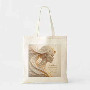 Tote Bag Portrait Féminin Luxueux avec Citation Inspirante