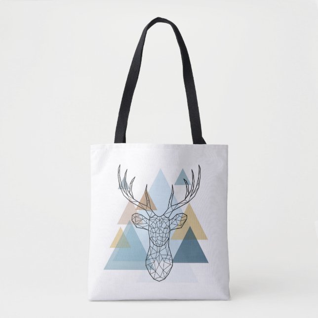 Tote Bag Portrait géométrique de cerfs communs (Devant)