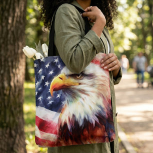 Tote Bag Portrait majestueux de l'aigle américain avec le d