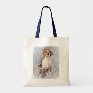 Tote Bag Portrait mignon d'aquarelle de beagle