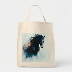 Tote Bag Portrait minimaliste de cheval noir de course