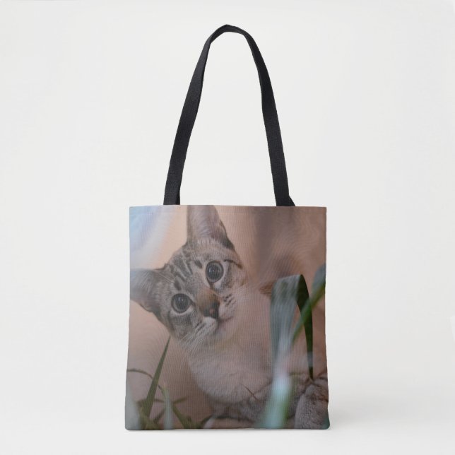 Tote Bag Portrait photo de chat (Devant)
