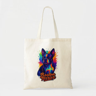 Tote Bag Portrait Pop Art Coloré de Boston Terrier