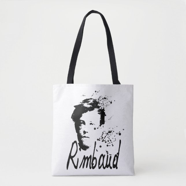Tote Bag Portrait RIMBAUD avec gouttes d'encre TB (Devant)
