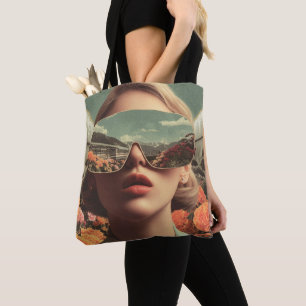 Tote Bag Portrait surréaliste avec des lunettes de soleil r