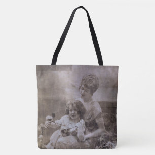 Tote Bag Portrait vintage Sepia mère et enfant