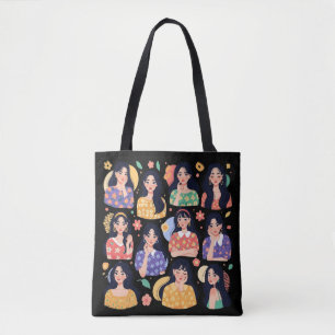 Tote Bag Portraits de femmes dans une esthétique d'art popu