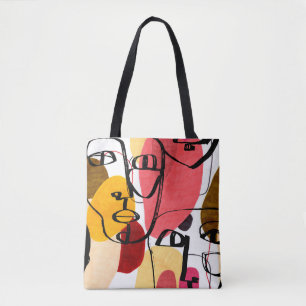 Tote Bag Portraits d'une femme au style abstrait moderne. H