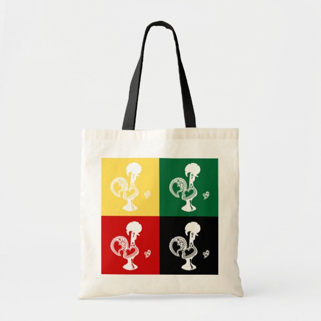 Tote Bag Portuguese Rooster of Barcelos colorful pattern (Devant)
