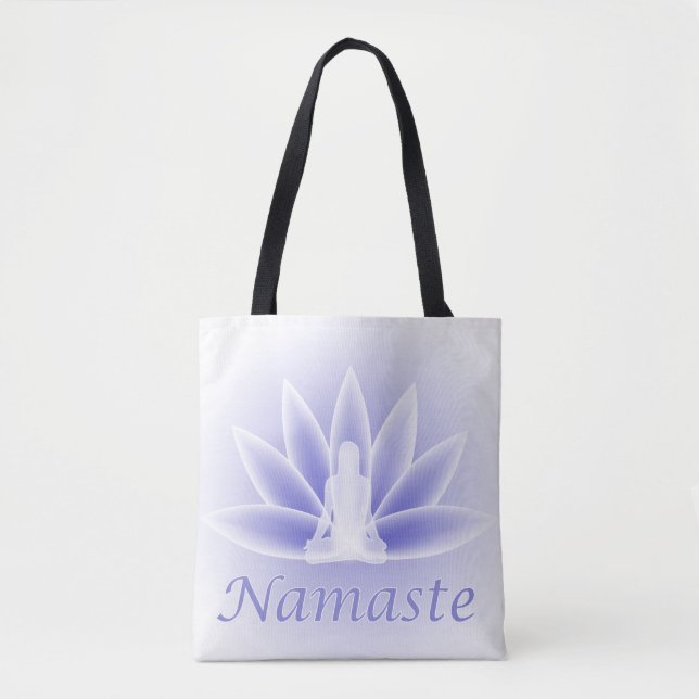 Tote Bag Pose à fleurs Lotus Namaste Fourre-tout (Devant)