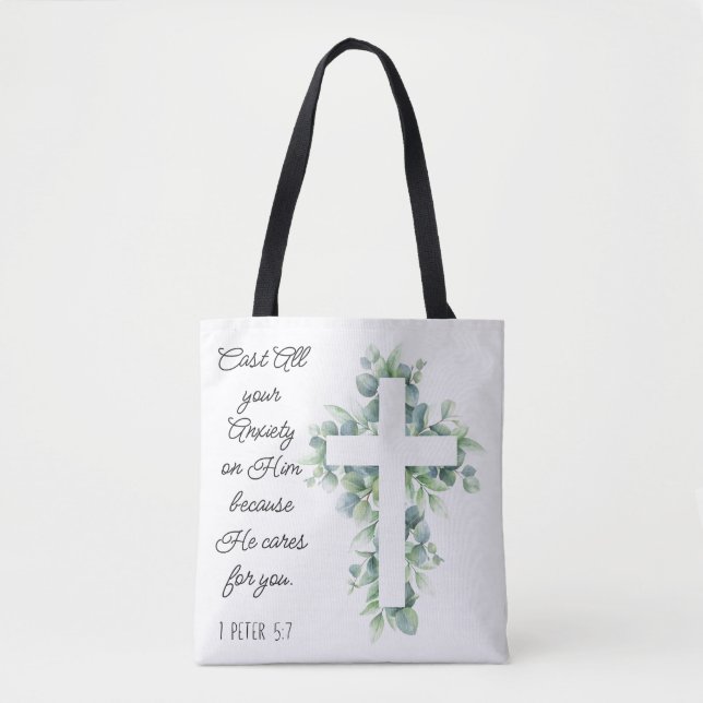 Tote Bag Posez toute votre angoisse sur Lui Eucalyptus Cros (Devant)