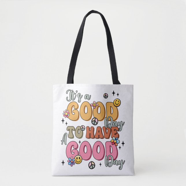 Tote Bag Positivité rétro "C'est un bon jour" (Devant)