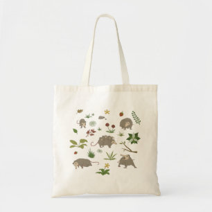 Tote Bag Possums dans un champ de baies en blanc