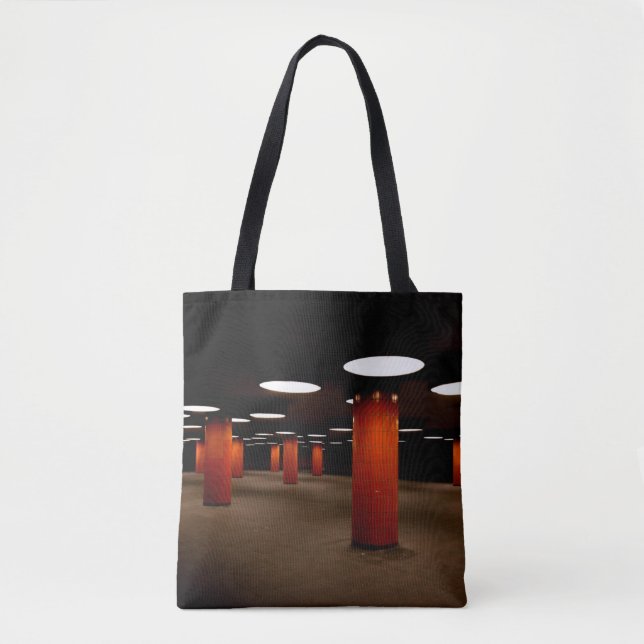 TOTE BAG POSTE ROUGE SOUS PLAFOND LUMIÈRE LA NUIT (Devant)