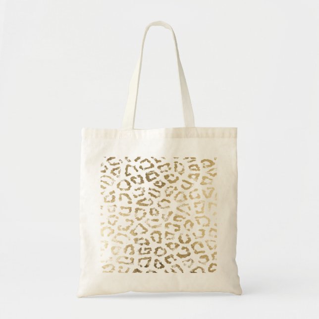 Tote Bag Poster de animal blanc Girly de léopard d'or de (Devant)