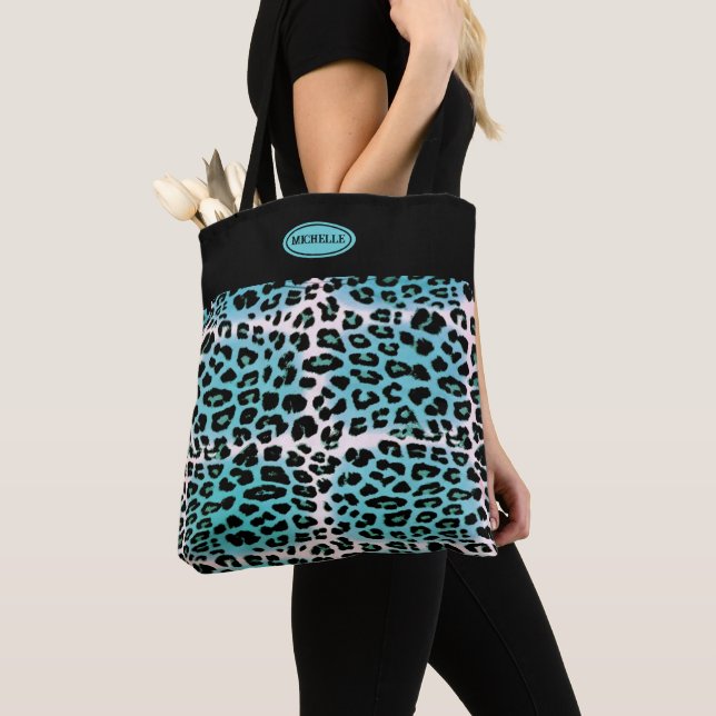 Tote Bag Poster de animal Blue Leopard élégant personnalisé (De près)