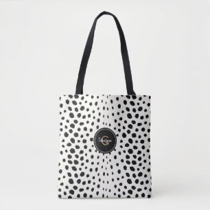 Tote Bag Poster de animal Cheetah noir et blanc personnalis