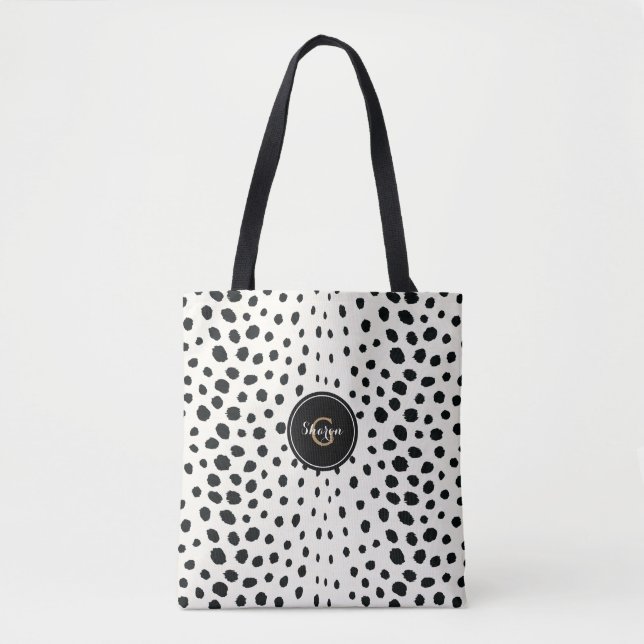 Tote Bag Poster de animal Cheetah noir et blanc personnalis (Devant)