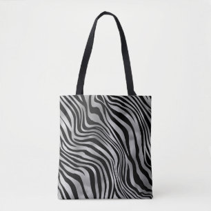 Tote Bag Poster de animal chic en argent et en tigre noir