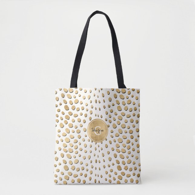 Tote Bag Poster de animal de Cheetah Monogram Gold personna (Devant)
