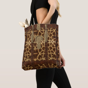Tote Bag Poster de animal de la Girafe Tribale de Cuir Vint