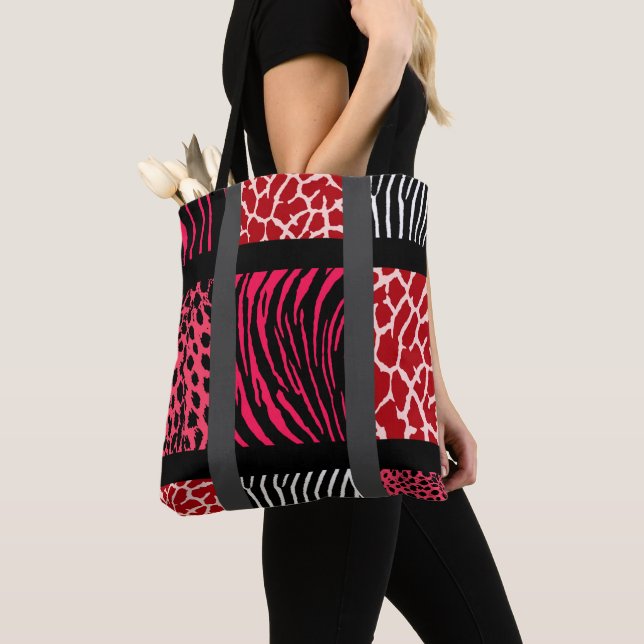 Tote Bag Poster de animal mixte rouge (De près)