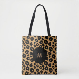 Tote Bag Poster de animal sauvage léopard + Monogramme