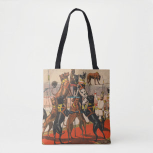 Tote Bag Poster De Cirque Des Grands Danois Avec Entraîneur