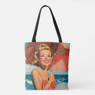 Tote Bag Poster de vacances vintage Beach : Blonde Pin Up