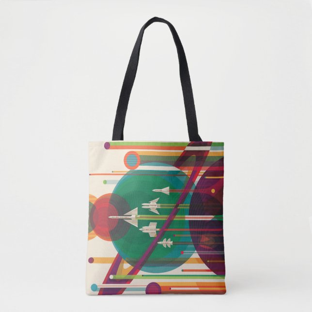 Tote Bag Poster de Voyage Espace Rétro - Système Solaire Gr (Devant)
