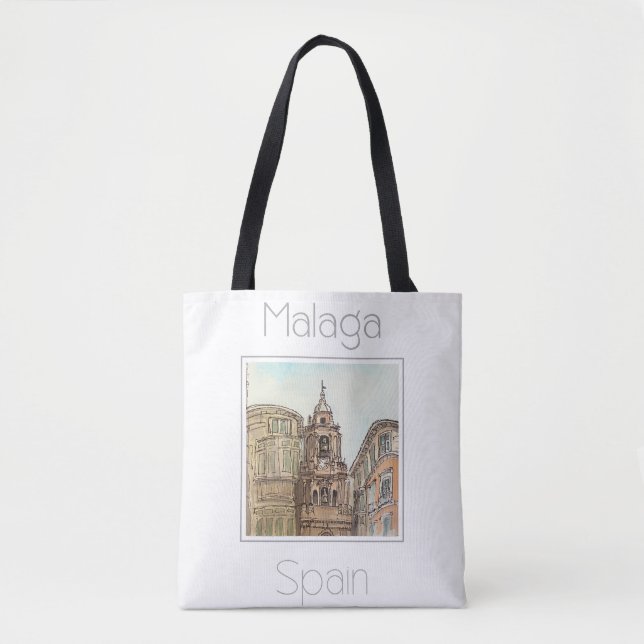Tote Bag Poster de voyage pour Malaga Espagne (Devant)
