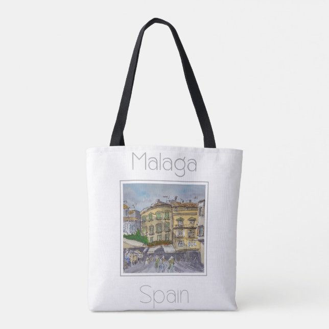 Tote Bag Poster de voyage pour Malaga Espagne (Dos)