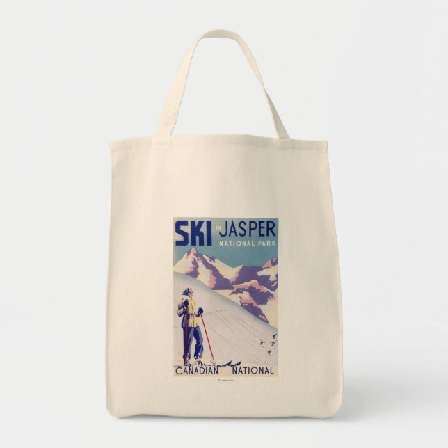 Tote Bag Poster d'une femme sur les pentes ouvertes (Devant)