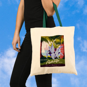 Tote Bag Poster Vintage voyage Art, Découvrez Porto Rico!